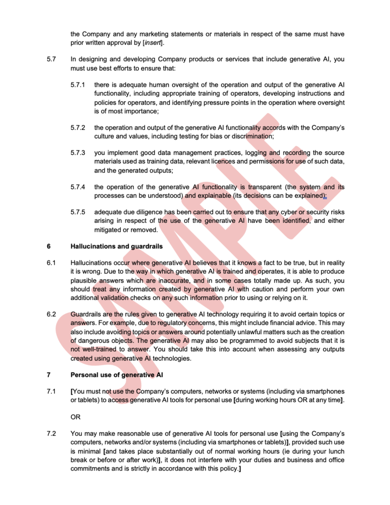 Use of generative artificial intelligence policy template 3